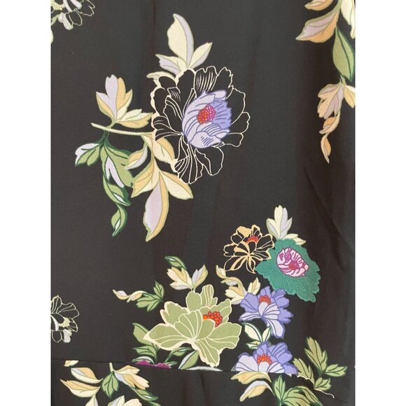 Floral Long-Sleeve Shift Dress By Loft Plus Sz 20 Black With Multicolor Flowers - Picture 6 of 13